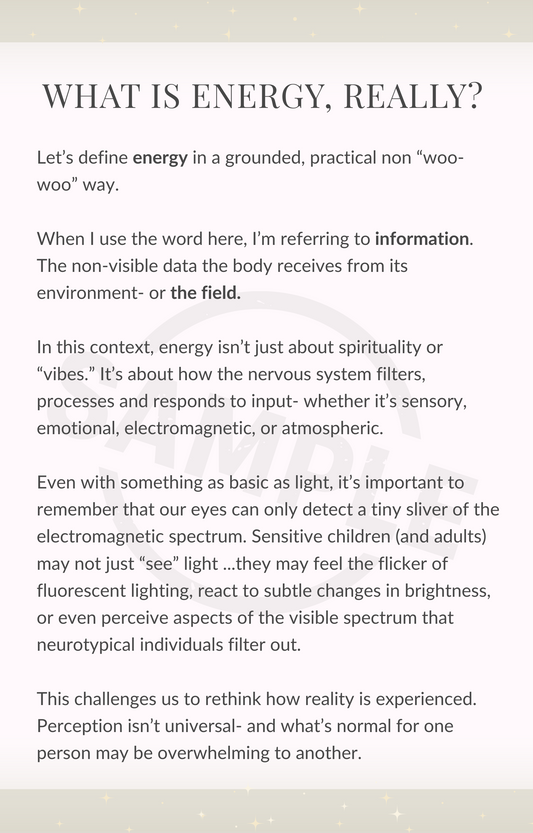 Text explaining the concept of energy in a grounded, practical way on a light background.